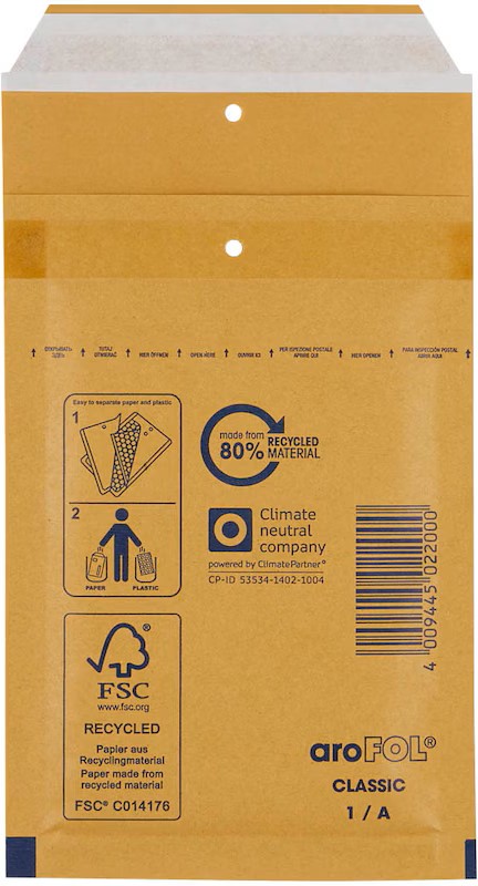 aroFOL® CLASSIC Luftpolstertaschen 1/A braun für DIN A7, 200 St.
