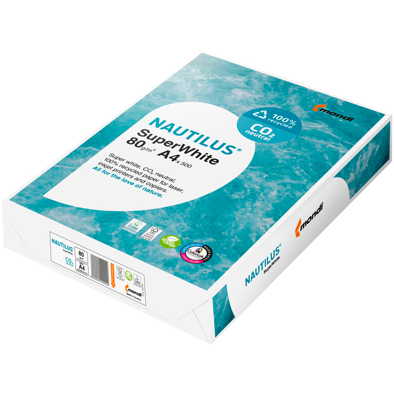NAUTILUS® Recyclingpapier SuperWhite CO2 neutral DIN A4 80 g/qm 500 Blatt