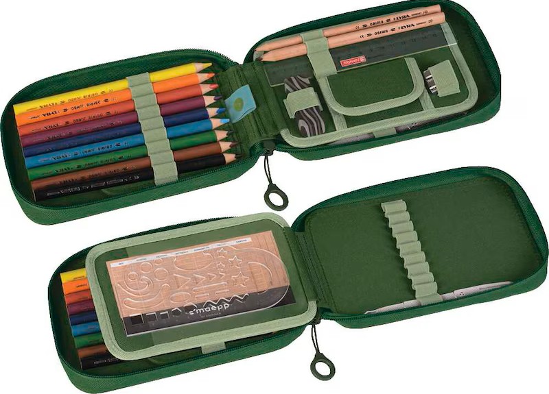 BRUNNEN Federmäppchen befüllt s'maepp Dino Jungle grün 16-teilig, 20,0 x 4,5 cm