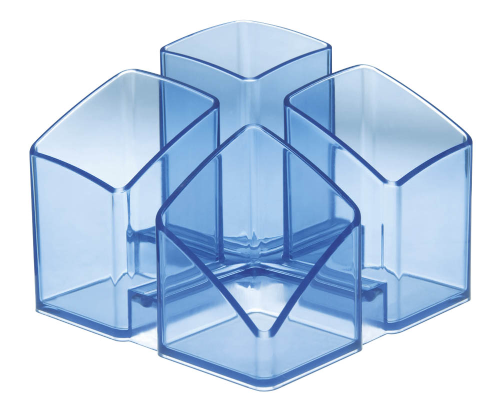 HAN Stiftehalter SCALA blau-transparent Polystyrol 4 Fächer 12,5 x 12,5 x 10,0 cm