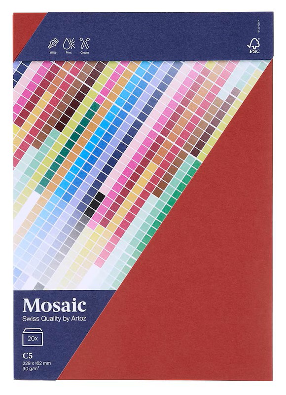 artoz Briefumschläge Mosaic DIN C5 ohne Fenster weinrot haftklebend 20 St.