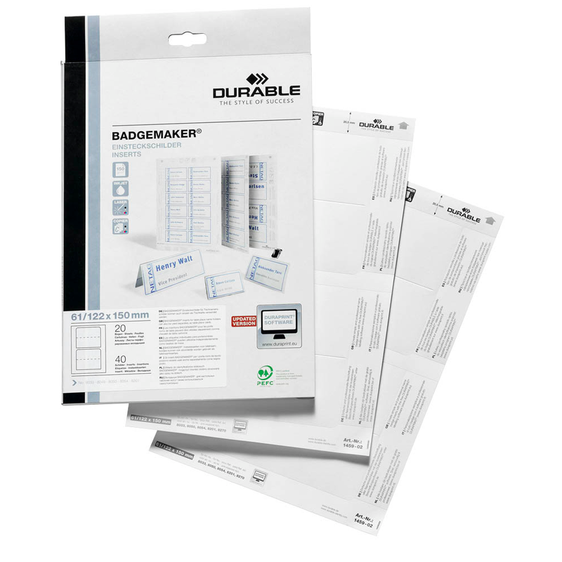DURABLE Einsteckschilder für Namensschilder Badgemaker 15,0 x 6,1 cm, 40 St.