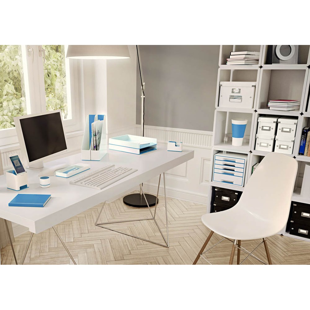 Leitz Klebefilmabroller WOW Duo Colour perlweiß / blau