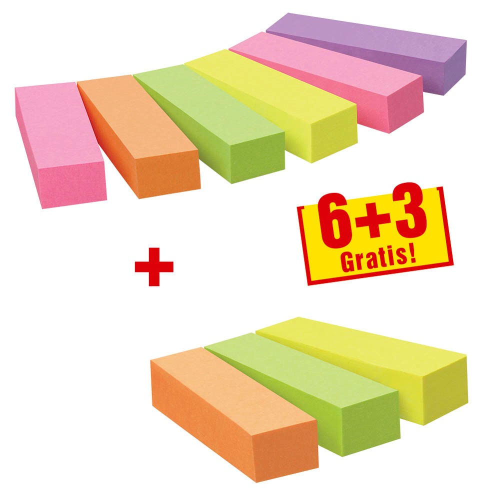 Post-it Page Marker Neon (schmal, 15 x 50 mm) 9 x 100 Blatt