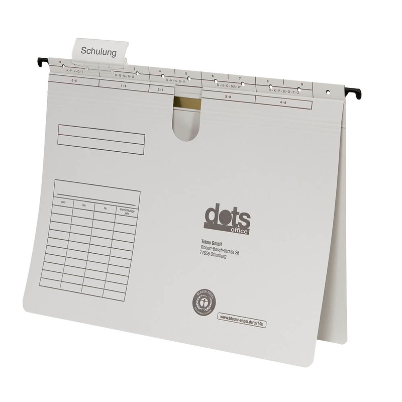 dots Hängehefter Karton lichtgrau DIN A4 1x kaufmännische Heftung, 50 St.