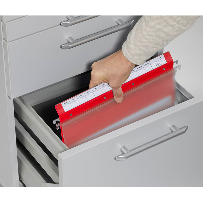 BOI Patienten-Dokumentations-Hängemappe 2-Ringe Click 2 Stationär rot Boden: 2,5 cm, 1 St.