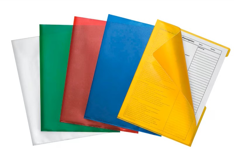 DURABLE Sichthüllen DIN A4 farbsortiert genarbt 0,12 mm, 10 St.