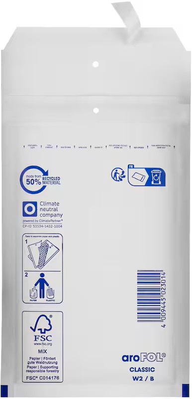 aroFOL® CLASSIC Luftpolstertaschen W2/B weiß für DIN A6, 200 St.