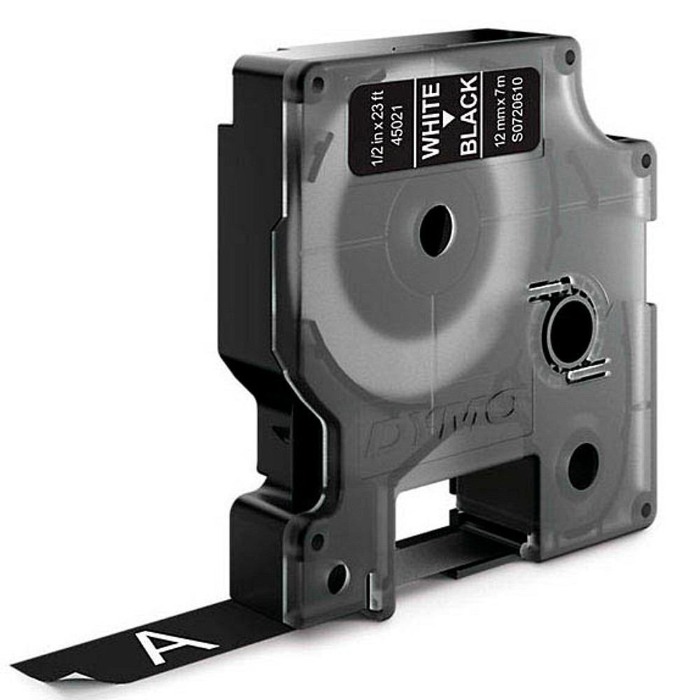 Dymo D1 S0720610 Schriftband 12mm Weiß auf Schwarz