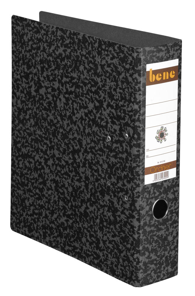 bene Hartpappe Ordner schwarz marmoriert Karton 8,0 cm DIN A4, 1 St.