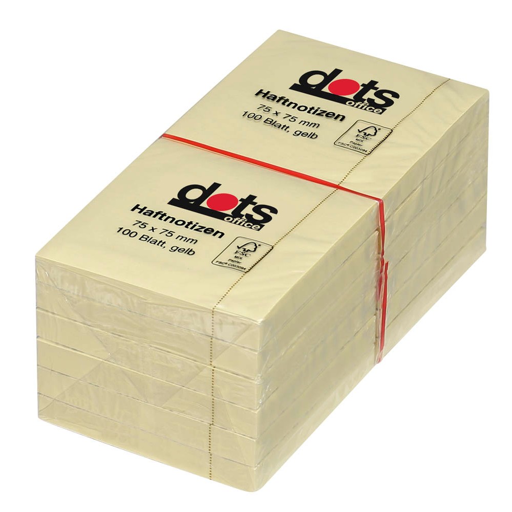 dots Haftnotiz 75x75mm gelb (12er Pack)