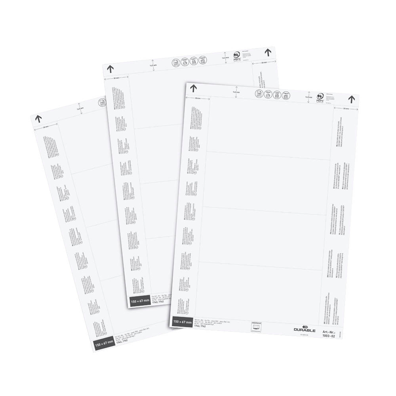DURABLE Einsteckschilder für Kennzeichnungstaschen 6,7 x 15,0 cm, 80 St.