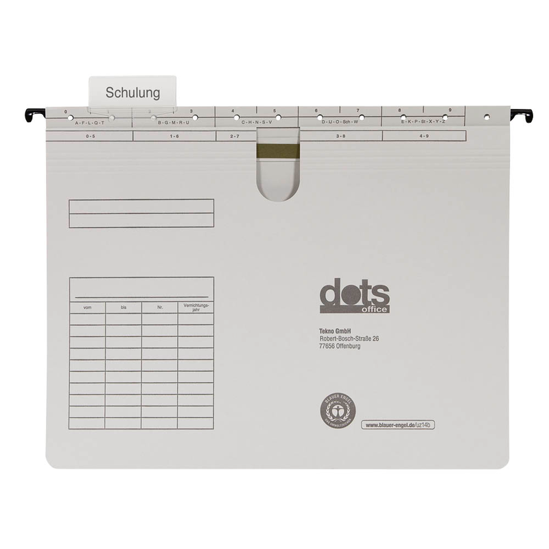 dots Hängehefter Karton lichtgrau DIN A4 1x kaufmännische Heftung, 50 St.