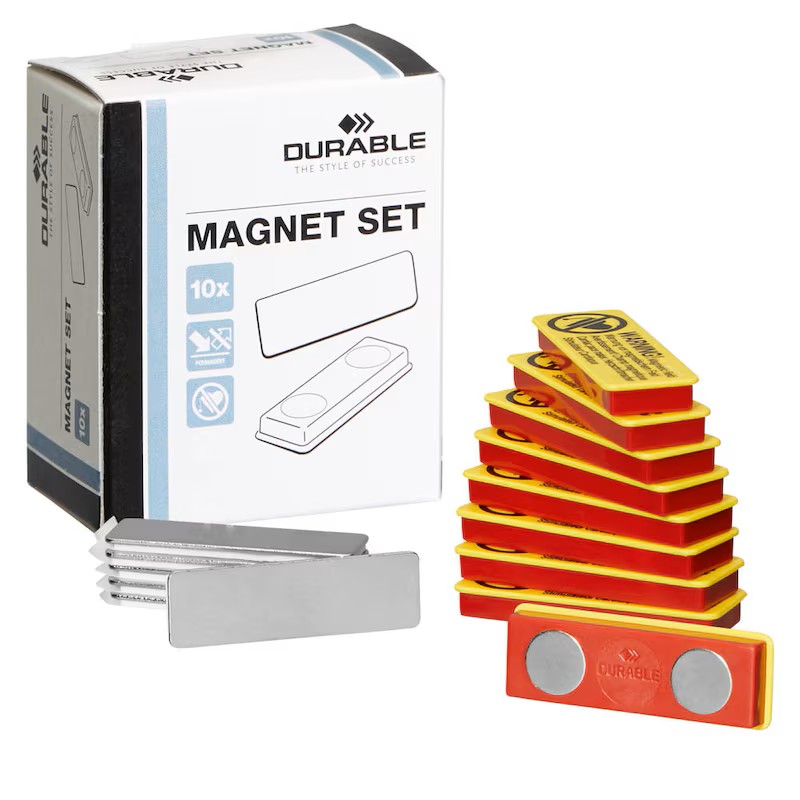 DURABLE Selbstklebende Magnete rot/gelb, 10 St.