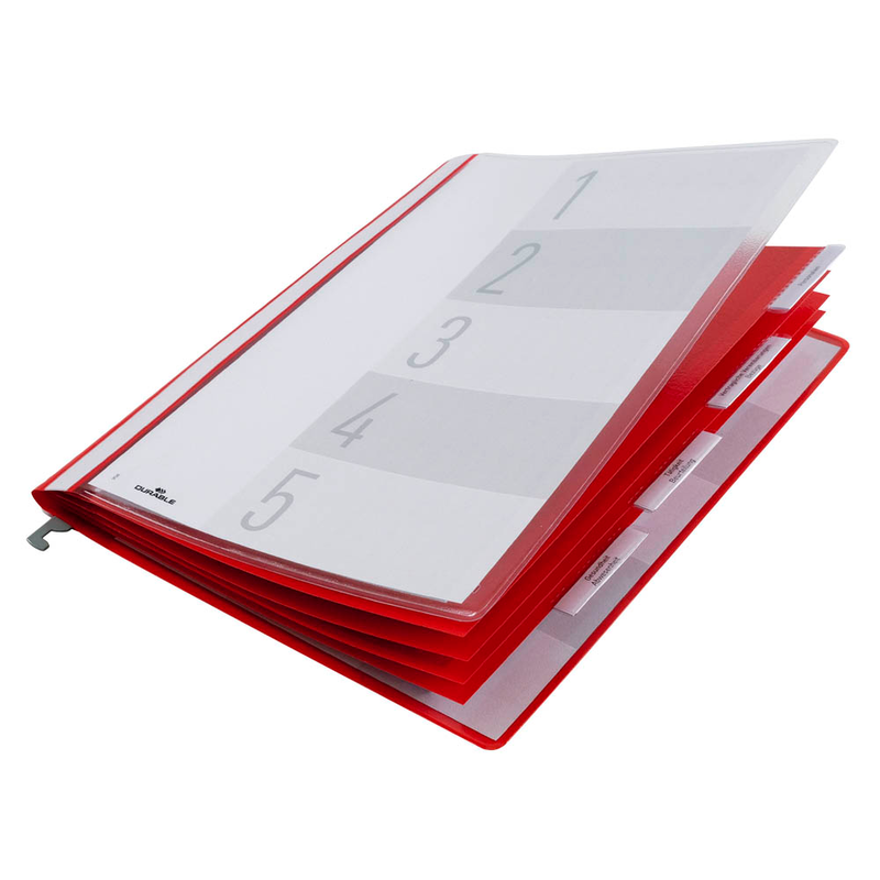 DURABLE Personalhefter Kunststoff rot DIN A4 5x kaufmännische Heftung, 5 St.