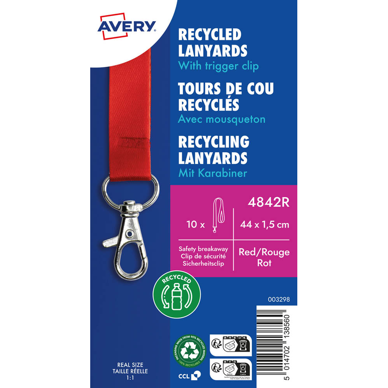 AVERY Zweckform Lanyards 4842R, Karabiner, rot, 10 St.