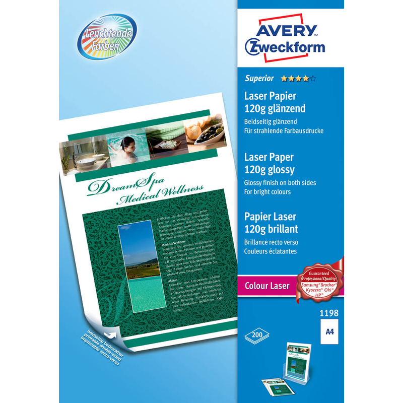 AVERY Zweckform Fotopapier 1198 DIN A4 glänzend 120 g/qm 200 Blatt