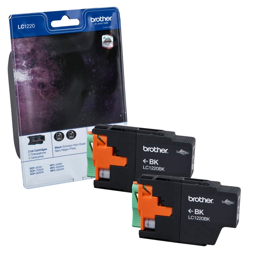 Brother LC-1220BKBP2DR Tinte Black (2er Pack)