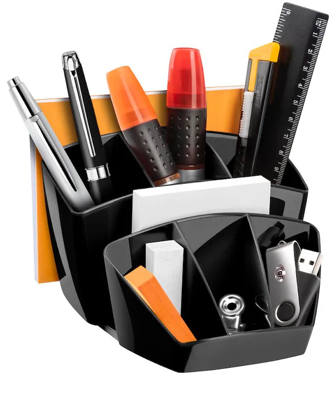 cep Schreibtisch-Organizer Mineral schwarz Polystyrol 6 Fächer 14,3 x 15,8 x 9,3 cm