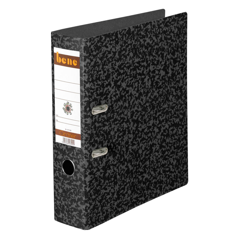 bene Hartpappe Ordner schwarz marmoriert Karton 8,0 cm DIN A4, 1 St.