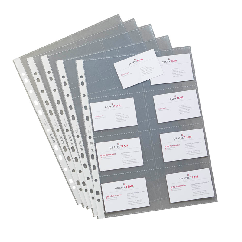 LEITZ Visitenkartenhüllen DIN A4 glasklar glatt 0,10 mm, 10 St.