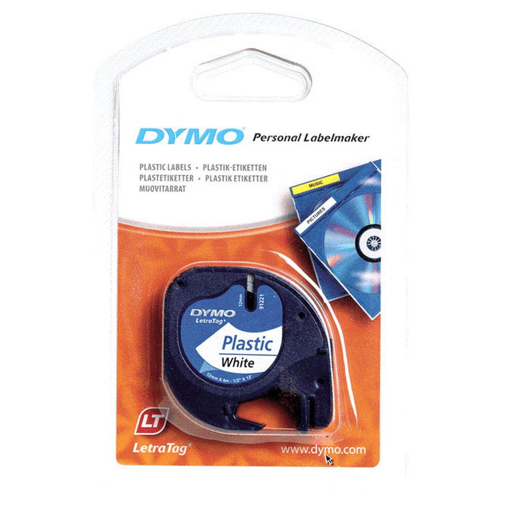 Dymo LetraTag Beschriftungsband 91221 geeignet für LT-100H / LT-100T (schwarz auf weiß)