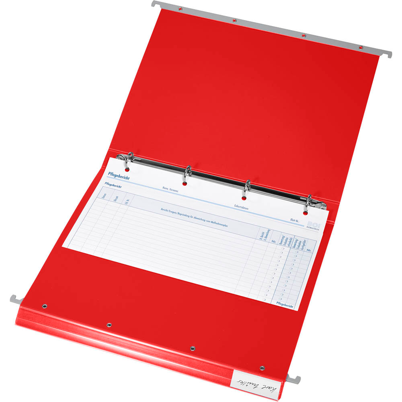 BOI Patienten-Dokumentations-Hängemappe 4-Ringe Economy Click-Line rot Boden: 3,0 cm, 1 St.