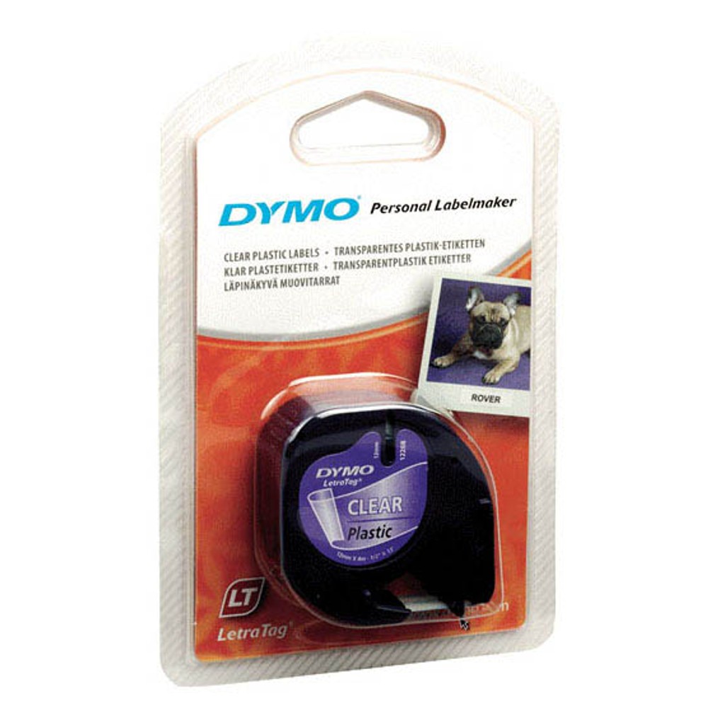 Dymo LetraTag Beschriftungsband 16951 geeignet für LT-100H / LT-100T (Schwarz auf Transparent)