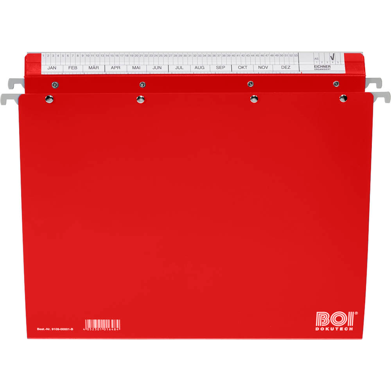 BOI Patienten-Dokumentations-Hängemappe 4-Ringe Economy Click-Line rot Boden: 3,0 cm, 1 St.
