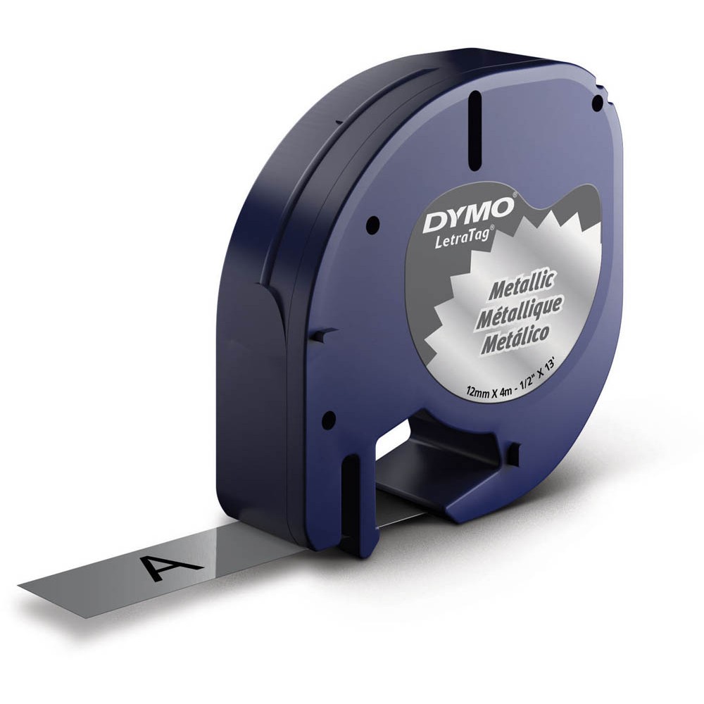 Dymo LetraTag Beschriftungsband 91228 geeignet für LT-100H / LT-100T (schwarz auf silber)