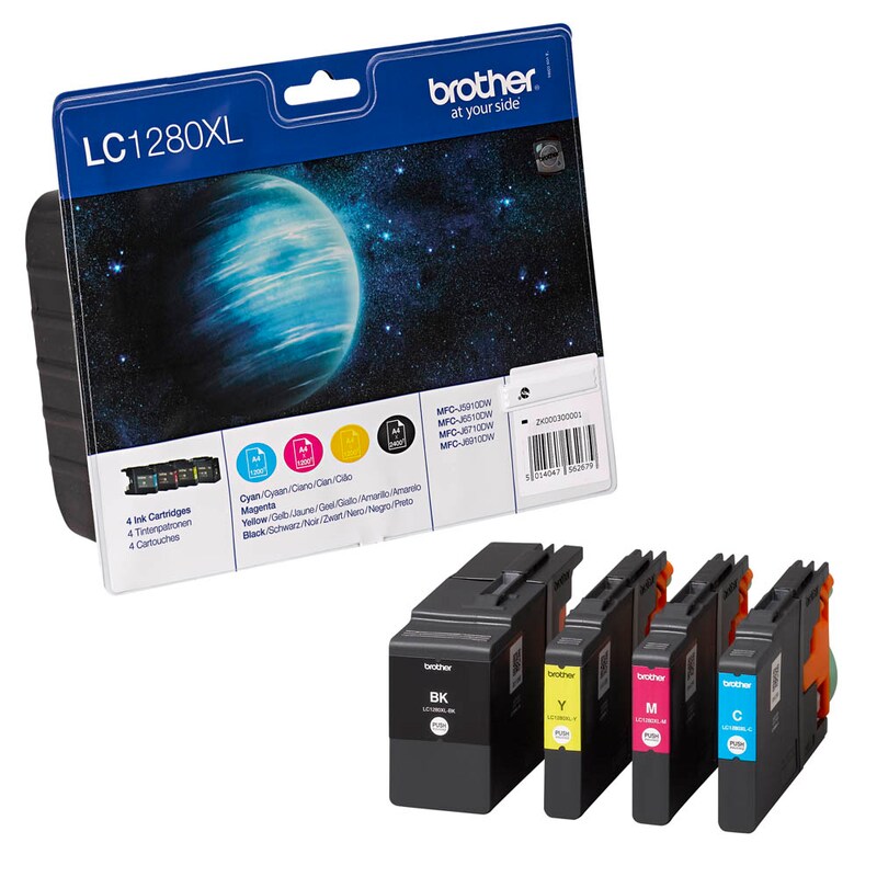 Brother LC-1280XLBK/C/M/Y Druckerpatronen schwarz, cyan, magenta, gelb, 4er-Set