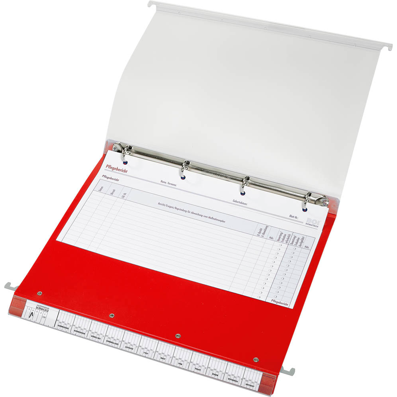 BOI Patienten-Dokumentations-Hängemappe 2-Ringe Click 2 Stationär rot Boden: 2,5 cm, 1 St.
