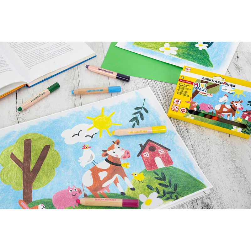 EBERHARD FABER Jumbo MiniMaxi 3in1 Buntstifte farbsortiert, 12 St.