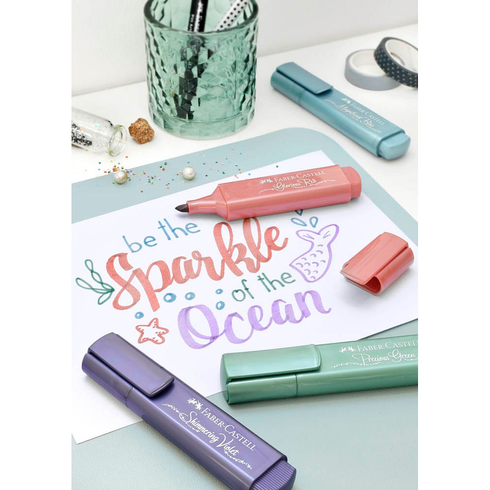 Faber-Castell Textmarker TL 46 metallic gold, silver, rose, ruby, blue, green, violet, red (8er Pack)