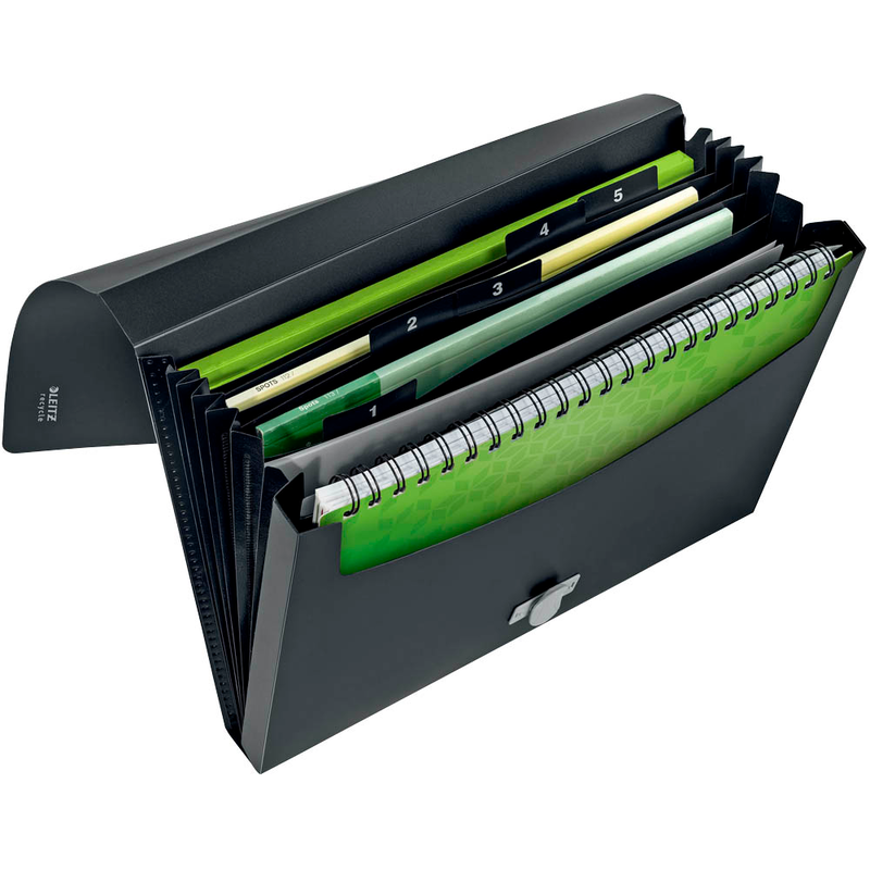 LEITZ Fächermappe recycle 4624 6 Fächer schwarz, 1 St.