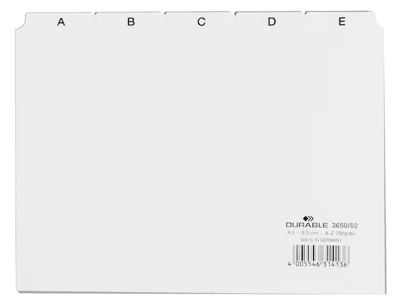 DURABLE Karteikartenregister A-Z weiß