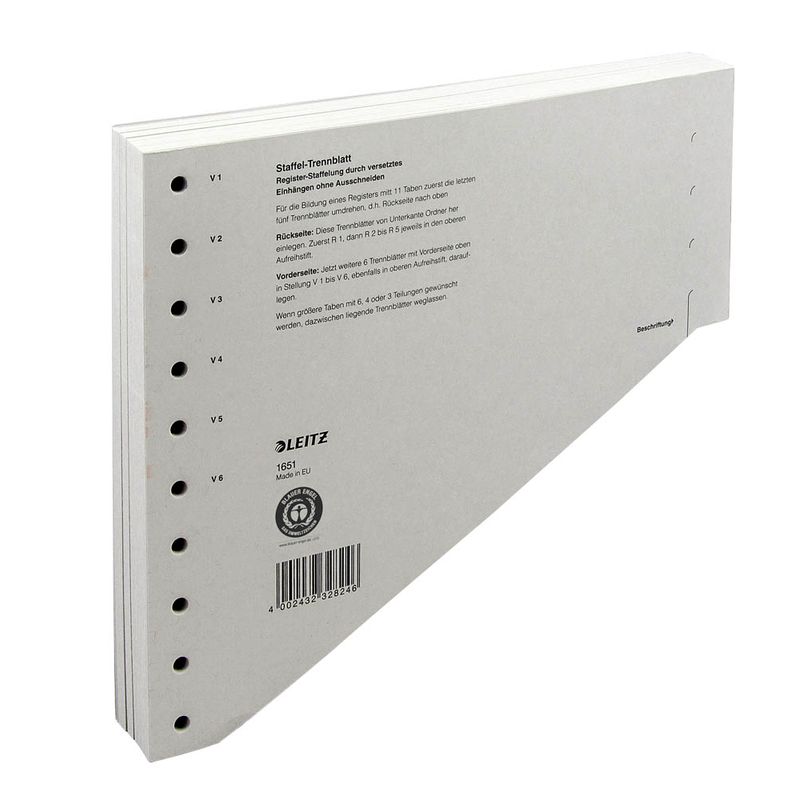 LEITZ Trennblätter 1651 DIN A4 blanko grau, 200 g/qm, 100 St.