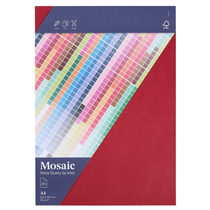 artoz Briefpapier Mosaic weinrot DIN A4 90 g/qm 25 Blatt