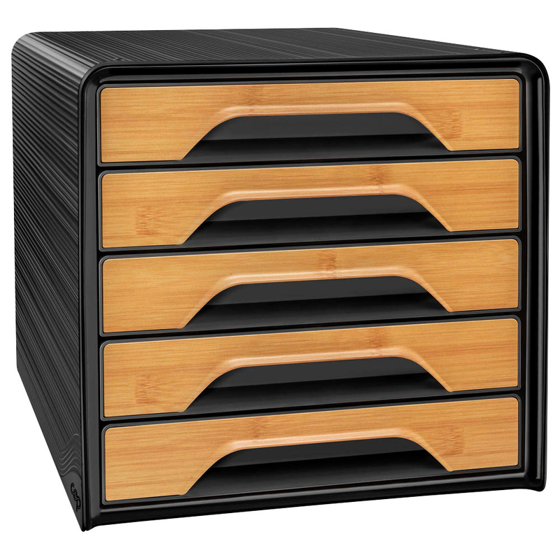 cep Schubladenbox Smoove  schwarz/Bambus 1071115301, DIN A4 mit 5 Schubladen, 1 St.