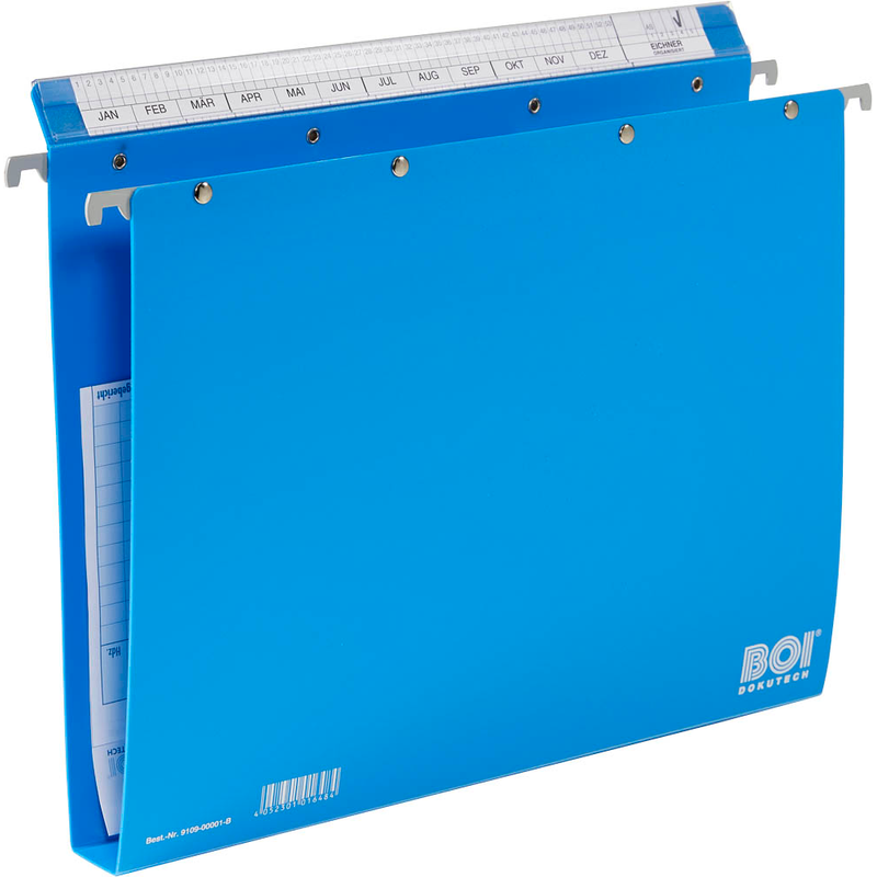 BOI Patienten-Dokumentations-Hängemappe 4-Ringe Economy Click-Line blau Boden: 3,0 cm, 1 St.