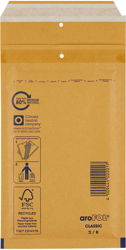 aroFOL® CLASSIC Luftpolstertaschen 2/B braun für DIN A6, 200 St.