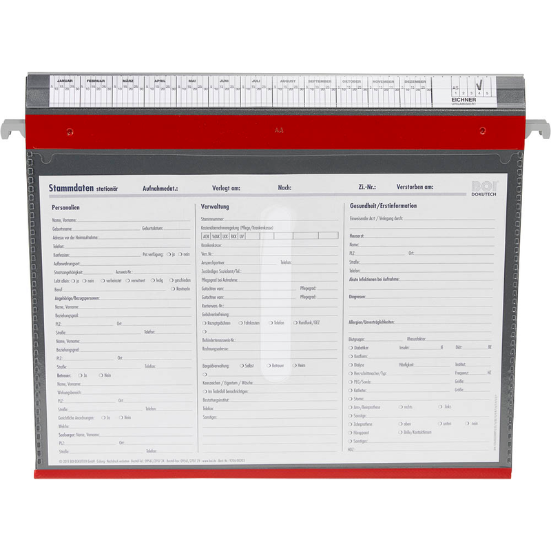 BOI Patienten-Dokumentations-Hängemappe 2-Ringe PMH2R rot Boden: 2,5 cm, 1 St.