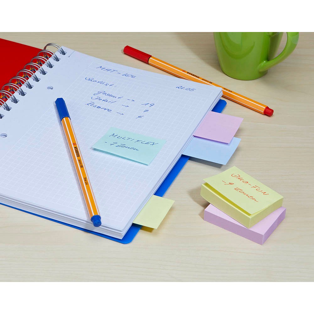 Post-it 653-1GB Recycling Notes Rainbow Haftnotizen (6 Blöcke a 100 Blatt)