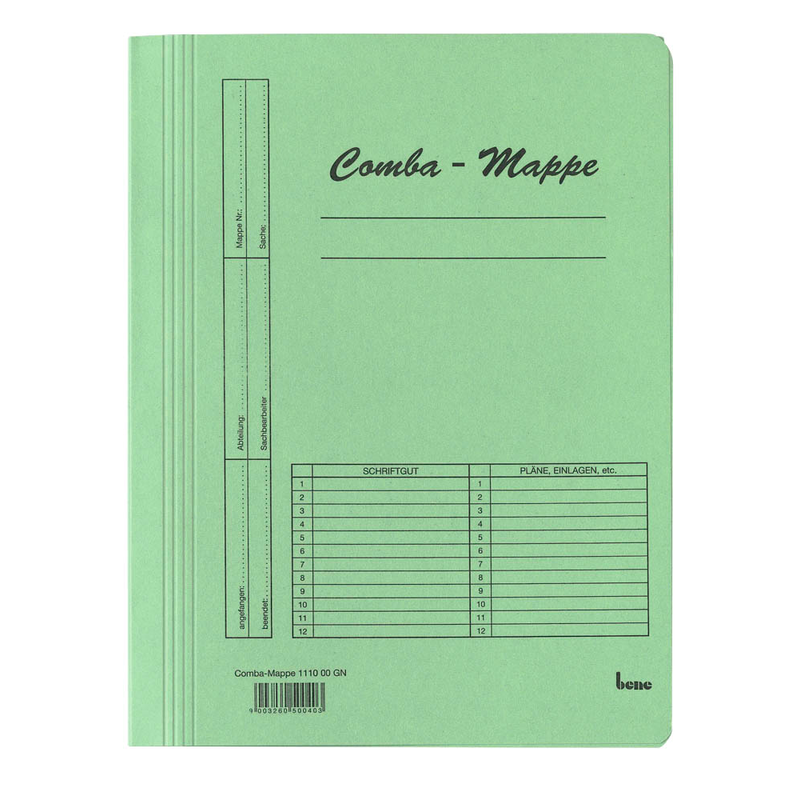 bene Schnellhefter Comba-Mappe Karton grün DIN A4, 5 St.