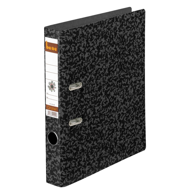 bene Hartpappe Ordner schwarz marmoriert Karton 4,5 cm DIN A4, 1 St.