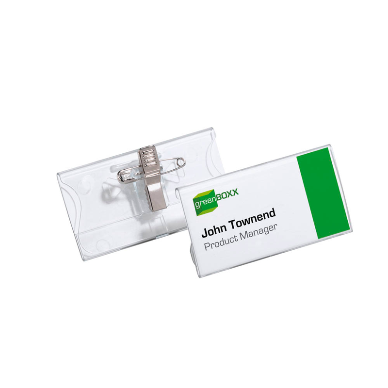 DURABLE Namensschilder mit Kombiklemme 7,5 x 4,0 cm, 25 St.