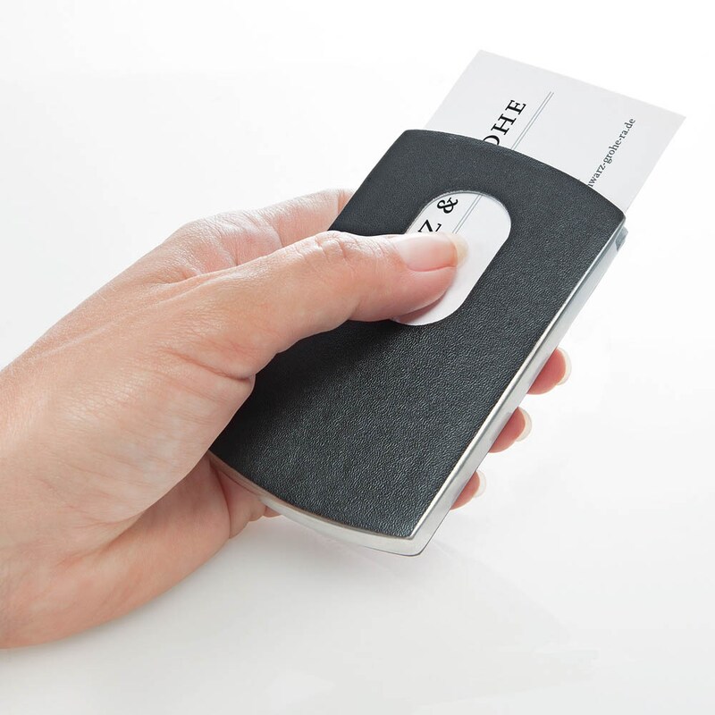 SIGEL Visitenkartenetui schwarz/silber, für bis zu 12 Visitenkarten