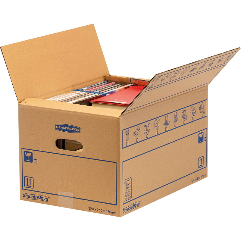 Bankers Box Umzugskartons SmoothMove Standard 47,5 x 32,5 x 27,0 cm, 10 St.