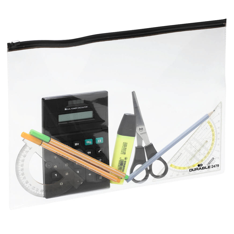 DURABLE Gleitverschlussbeutel ZIP BAG DIN A4 transparent/schwarz 0,43 mm, 5 St.
