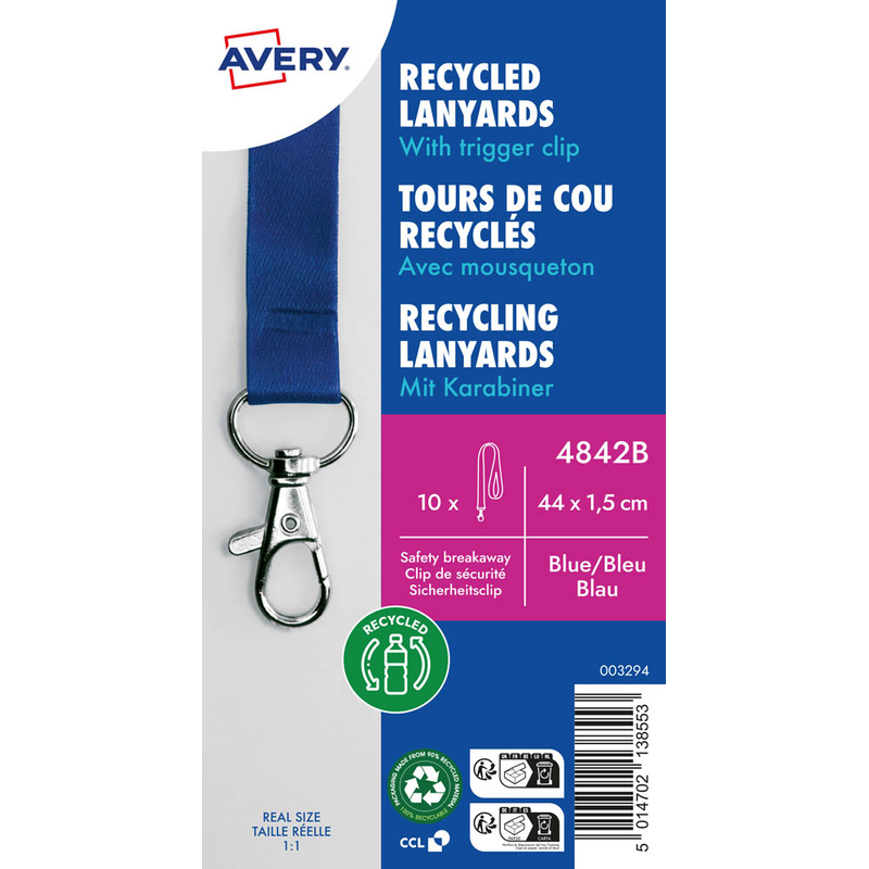 AVERY Zweckform Lanyards 4842B, Karabiner, blau, 10 St.
